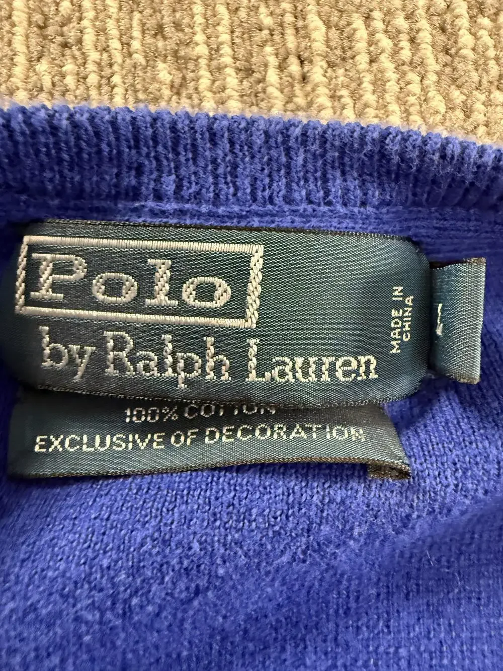Polo Ralph Lauren Sweater Mens Large Blue Crewneck Pullover Embroidered Pony